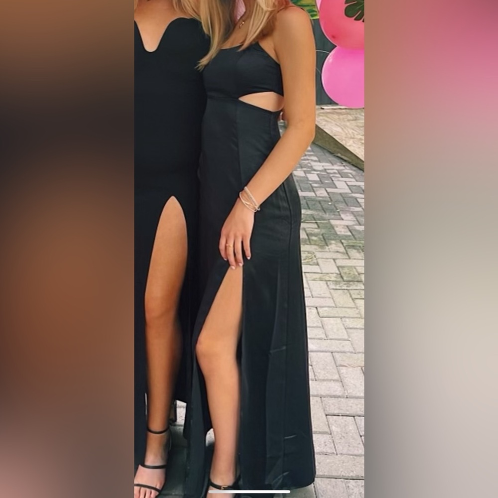 Showpo Black Maxi Dress with Cutouts and Slit - Size 4